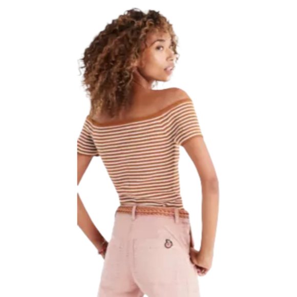 Madewell Off-the-Shoulder Sweater in Stripe Size XXS Preppy Summer - Picture 3 of 10